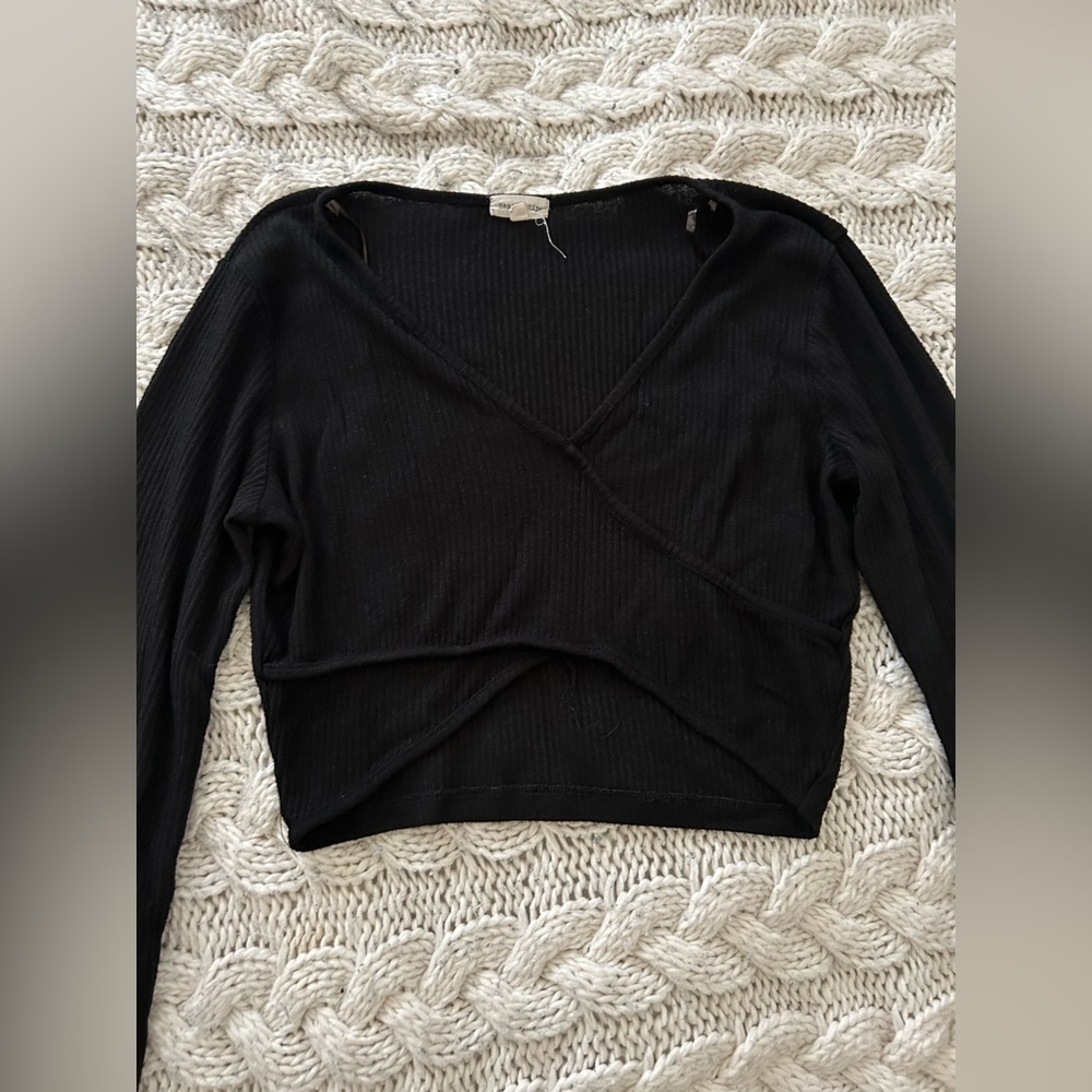 Fashionnova Wrap Long Sleeve Crop Top